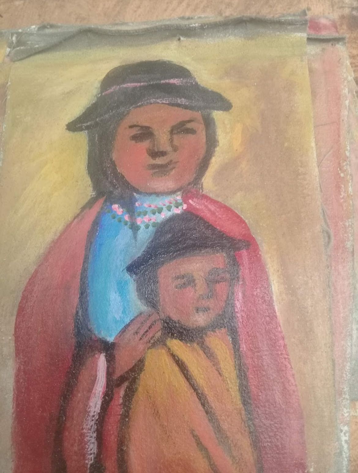 Pintura Andina "Madre Hijo"